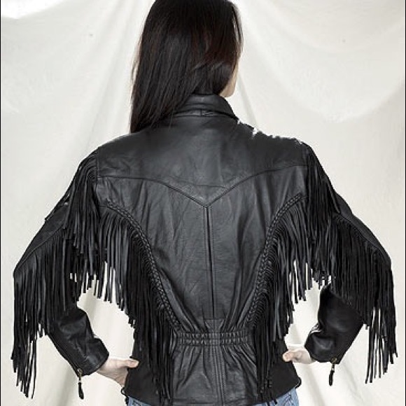 Vintage fringed leather motorcycle jacket - Picture 2 of 8